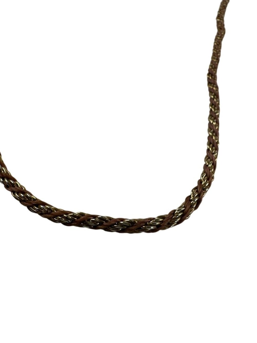Rope Chain Necklace VTG Costume Jewelry Gold Tone Brown Dainty Boho 29"